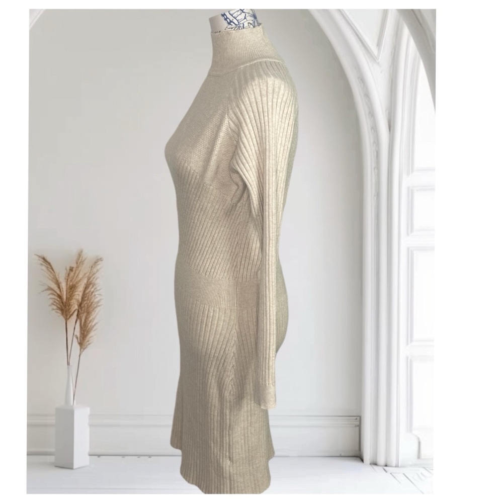 Made With Love Beige Sweater Dress - Women's Size S - Knee Length - Picture 5 of 12